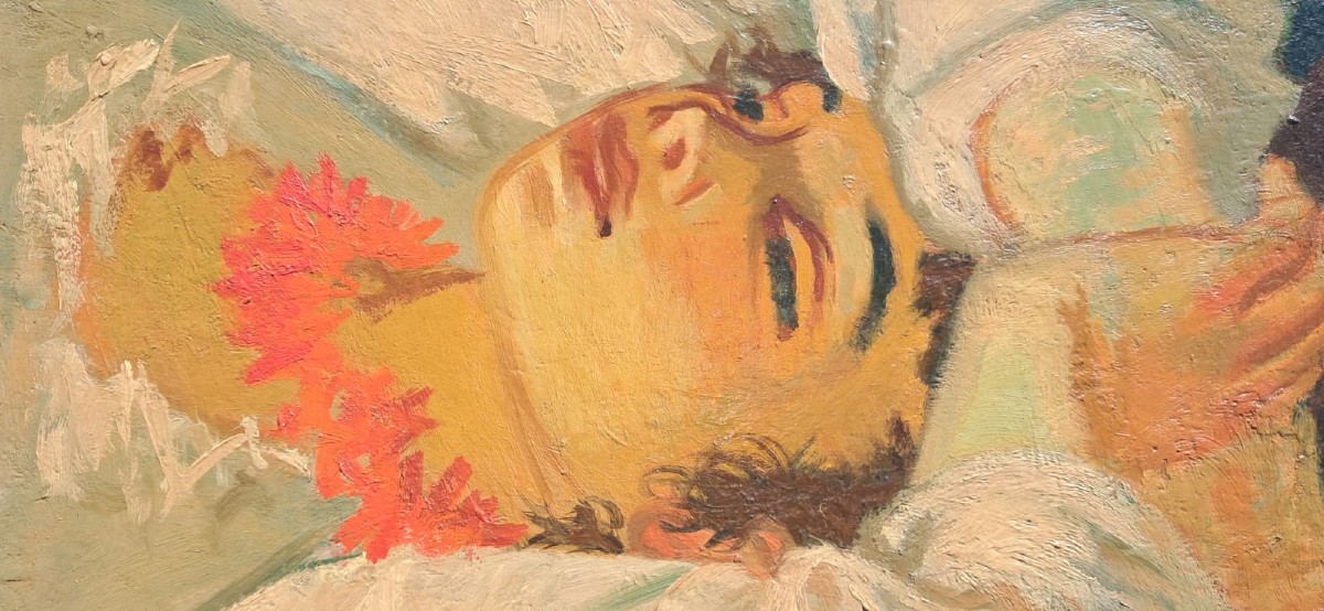 Lucien Fontanarosa (1912-1975) Portrait Of A Woman With A Coral Necklace 20th Century-photo-3