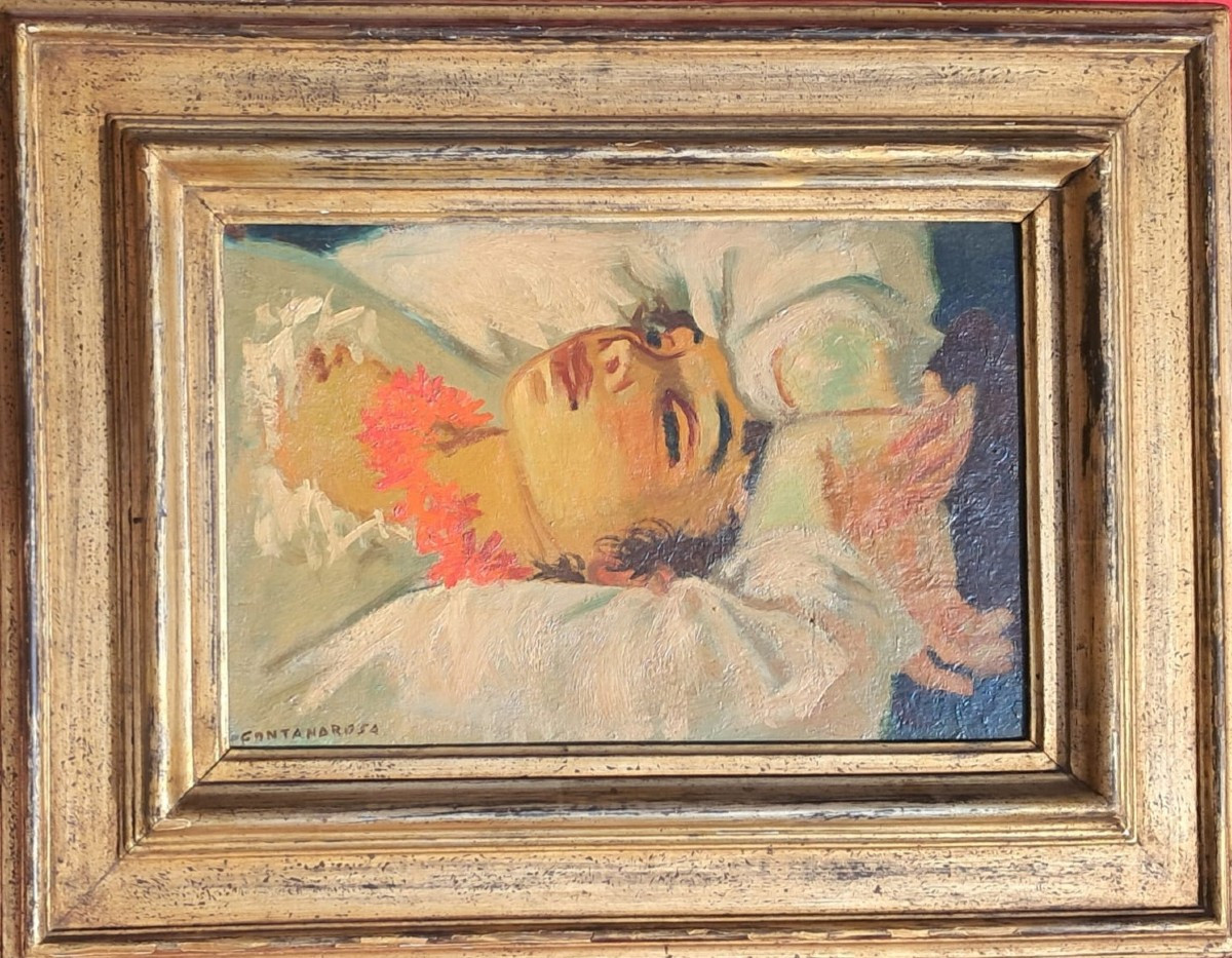 Lucien Fontanarosa (1912-1975) Portrait Of A Woman With A Coral Necklace 20th Century