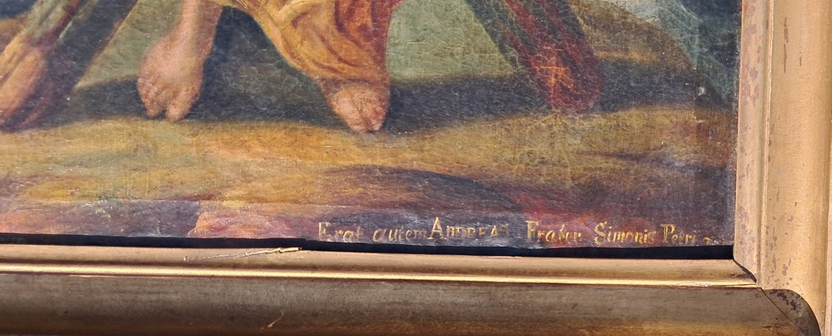 Religious Oil On Canvas, Late 17th Century, Early 18th Century Baroque, Representing Saint Andrew On His Cross-photo-3