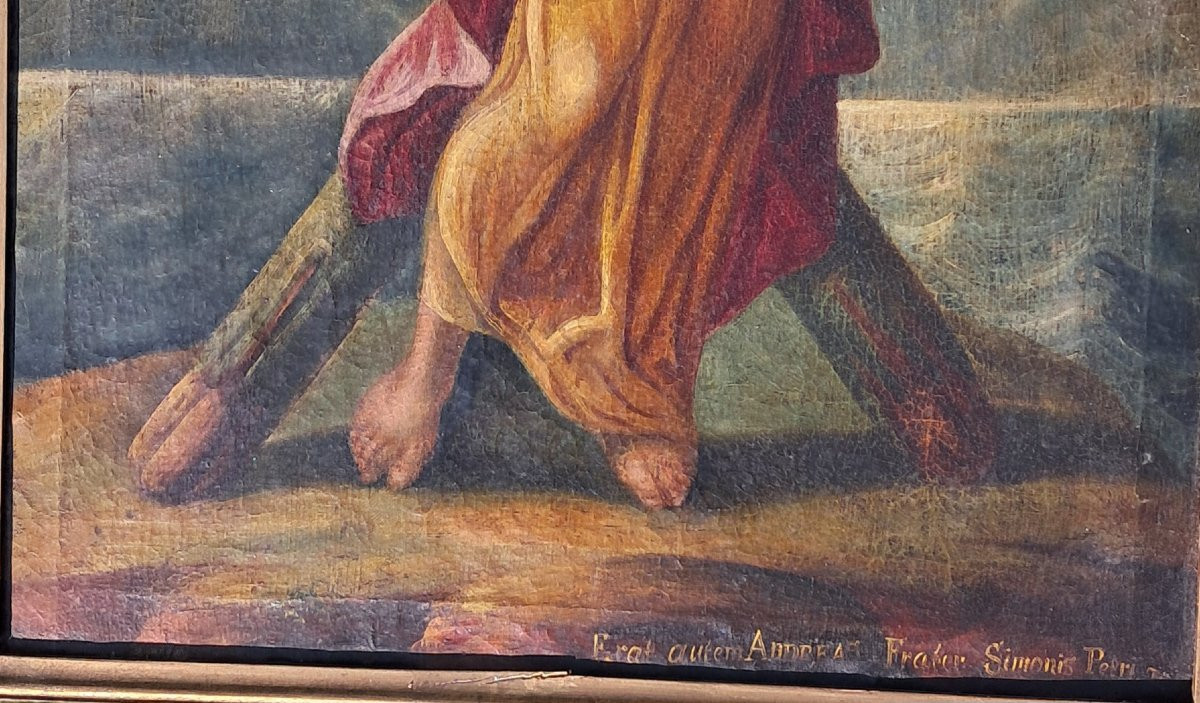 Religious Oil On Canvas, Late 17th Century, Early 18th Century Baroque, Representing Saint Andrew On His Cross-photo-2