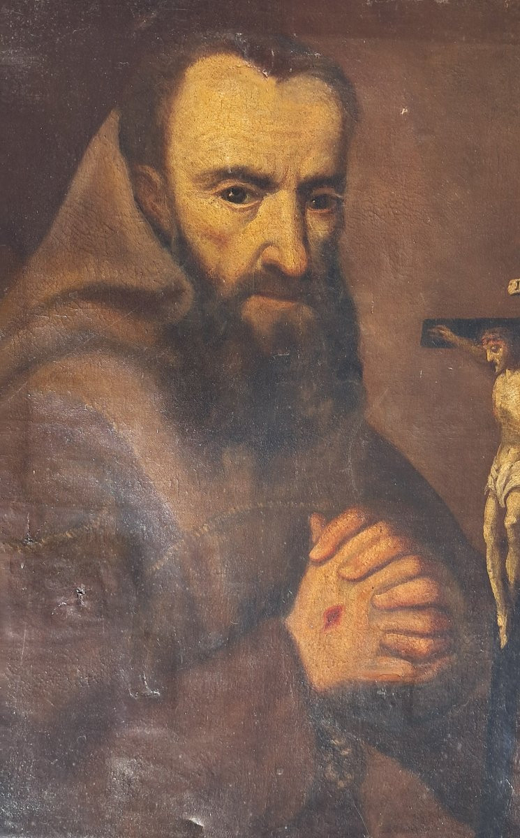 Portrait XVIIe de Saint François d'Assise en prière -photo-2