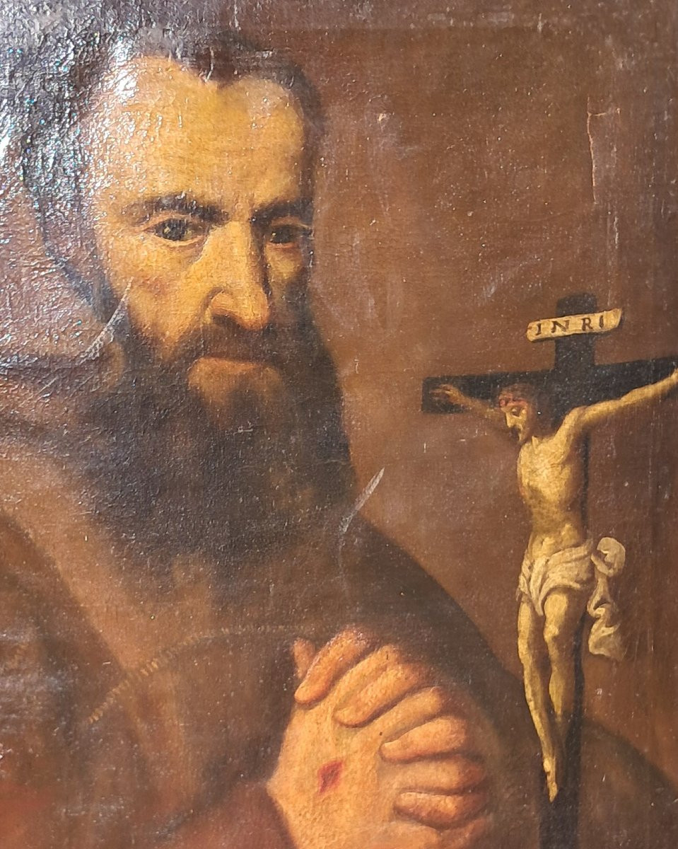 Portrait XVIIe de Saint François d'Assise en prière -photo-5