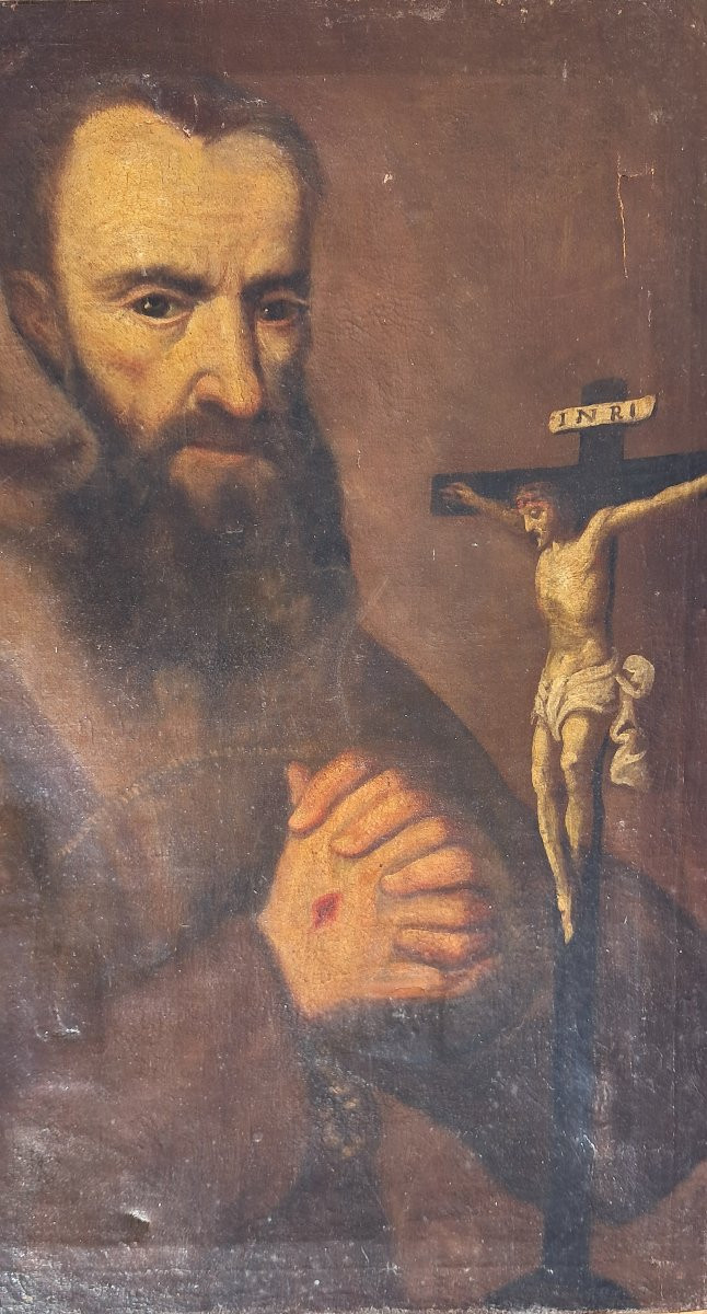 Portrait XVIIe de Saint François d'Assise en prière -photo-7