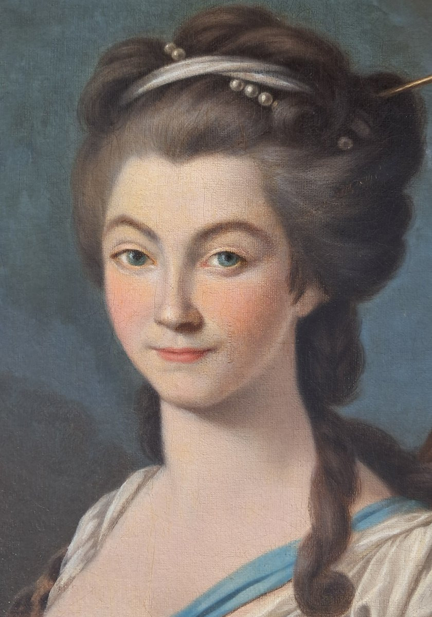 Portrait Of A Young Woman As Diana, 18th Century, Noble Nobility, Allegory, Louis XV, Louis XVI-photo-2