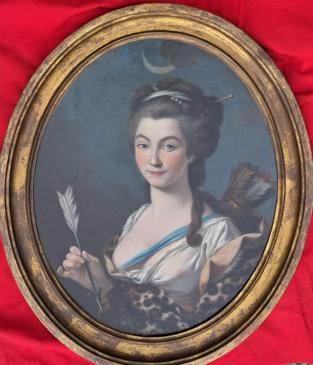Portrait Of A Young Woman As Diana, 18th Century, Noble Nobility, Allegory, Louis XV, Louis XVI