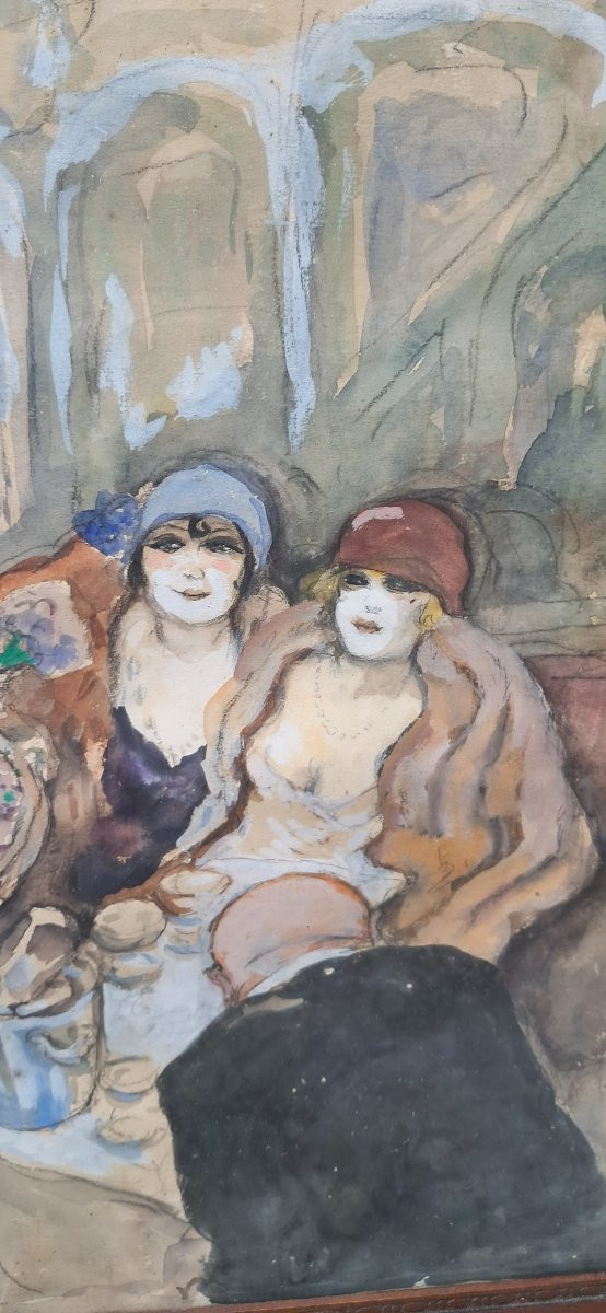Fred PAILHES art déco gouache le Havre bar prostituée Normandie-photo-5
