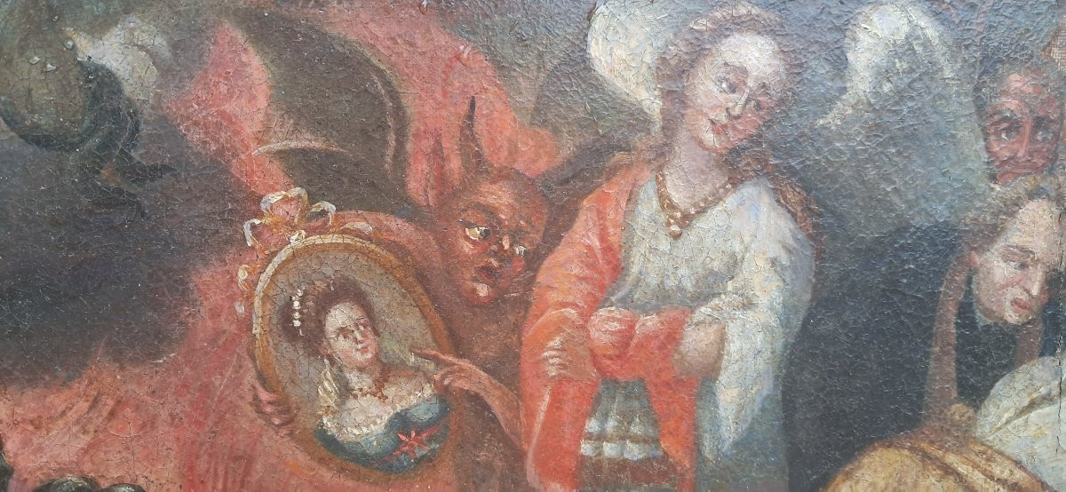 VANITÉ démons anges religieux XVIIe 17e colonial diable tentation Bosch Christ mort -photo-2