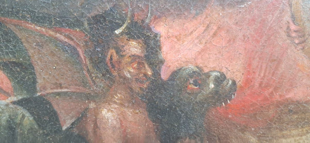 VANITÉ démons anges religieux XVIIe 17e colonial diable tentation Bosch Christ mort -photo-3