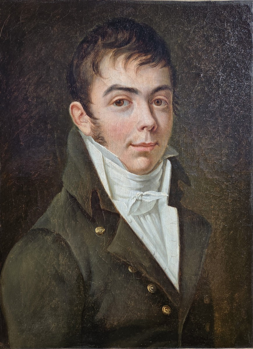 Louis-léopold Boilly (1761-1845) (entourage Of) Portrait Of An Elegant Man In A 19th Century Frock Coat-photo-2