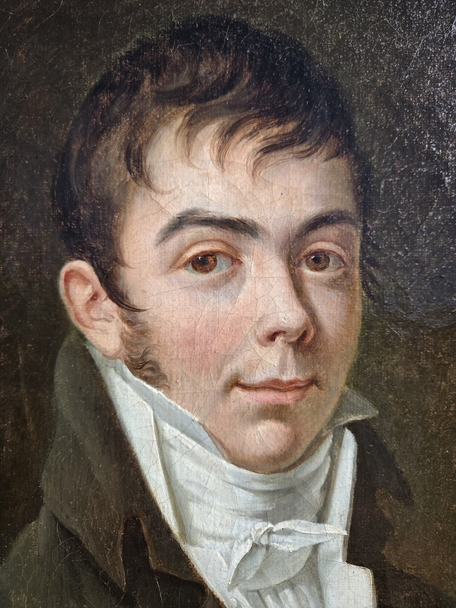 Louis-léopold Boilly (1761-1845) (entourage Of) Portrait Of An Elegant Man In A 19th Century Frock Coat-photo-3