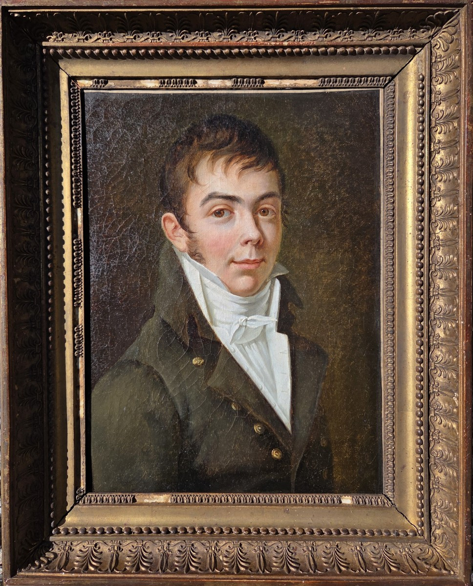 Louis-léopold Boilly (1761-1845) (entourage Of) Portrait Of An Elegant Man In A 19th Century Frock Coat