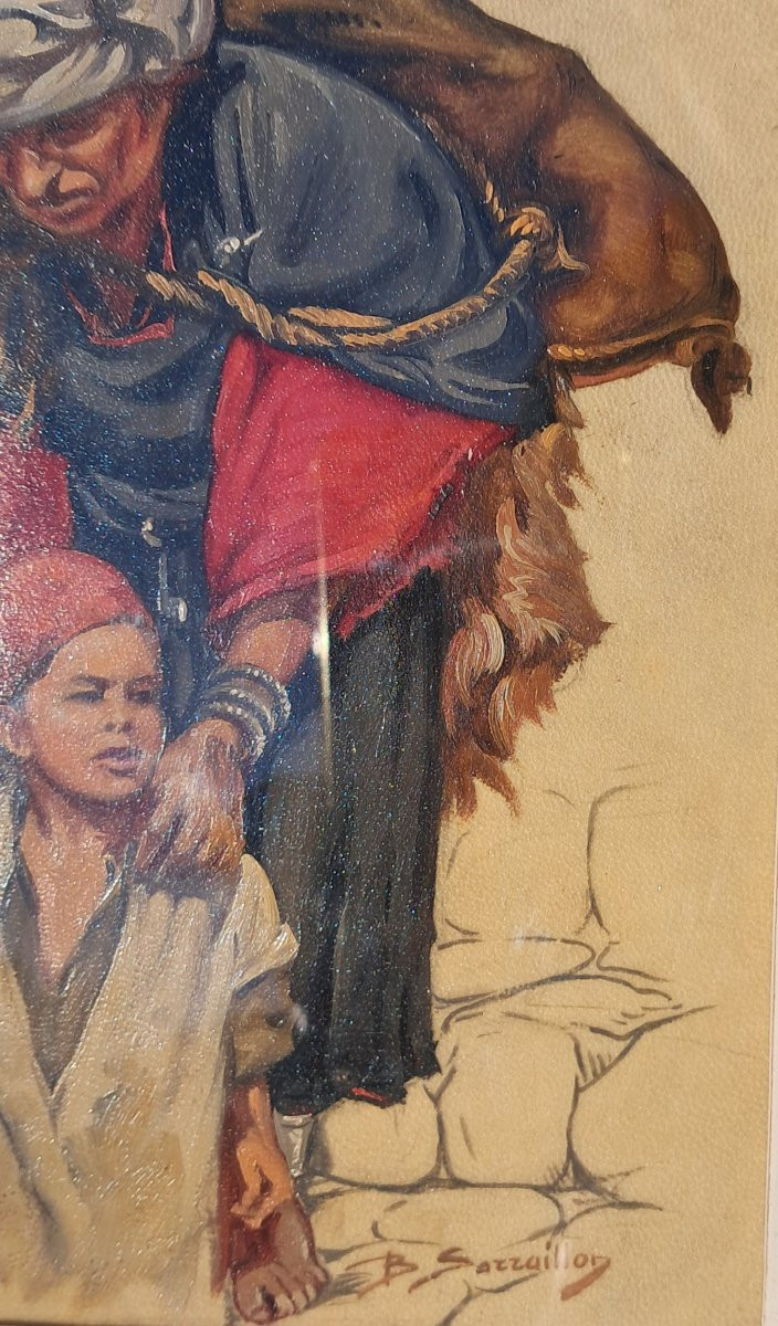 Huile portrait orientaliste SERAILLON Alger Algérie Berbère Kabyle enfant petite garçon Afrique-photo-3