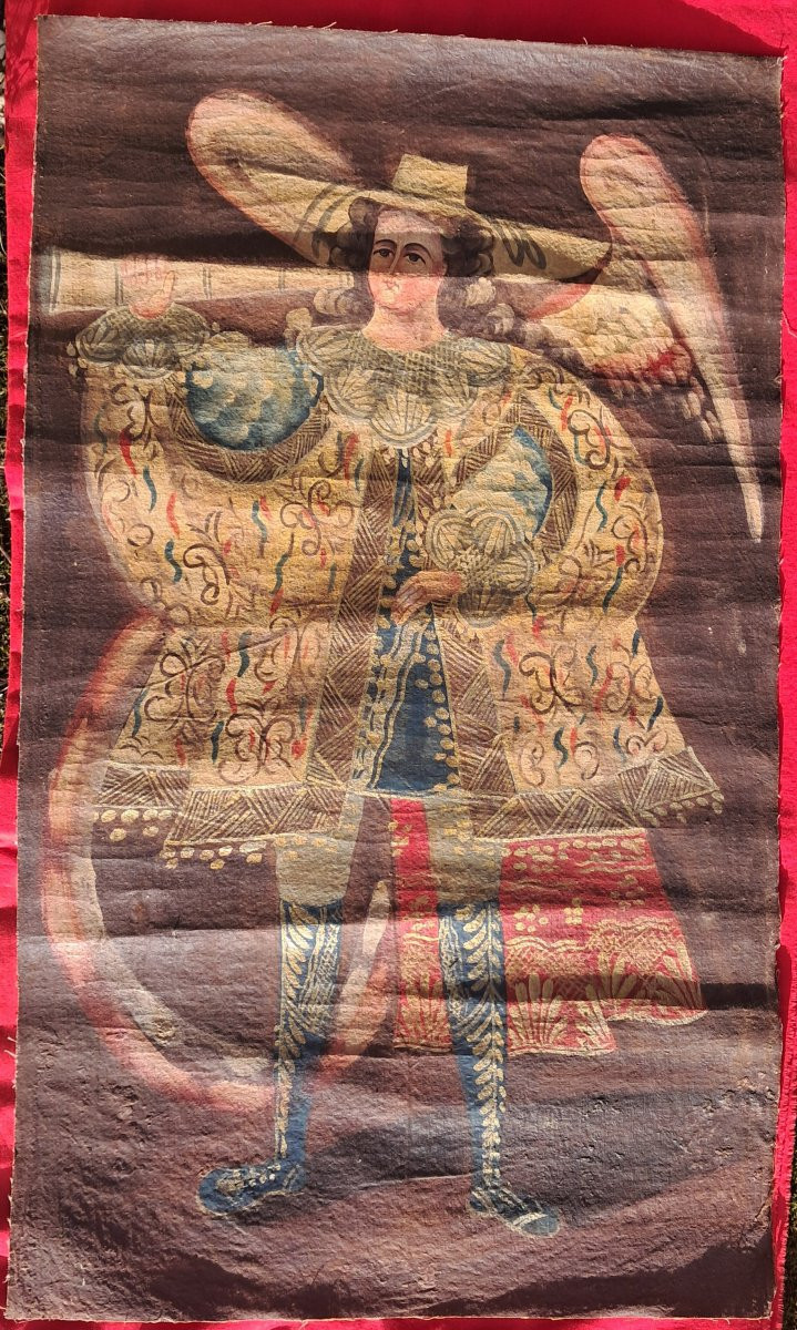 Religious Painting Cuzco Peru Angel Colonial Art Catholic Baroque Gold Bolivia South America-photo-4