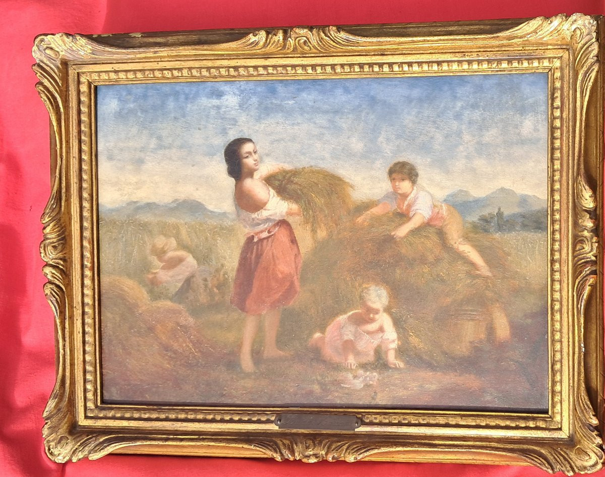 Pair Of Oil Paintings On Panel, Napoleon III Style, Bucolic Scene, Children, Animals, Countryside, Italy, Mariani -photo-3
