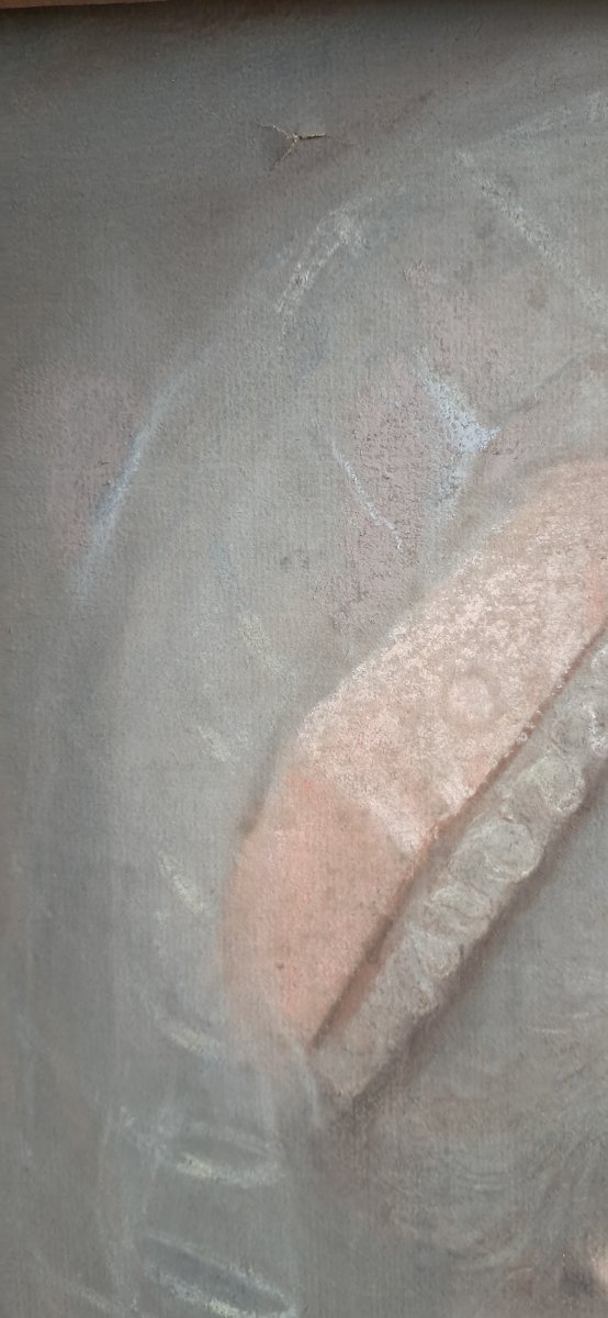 Portrait pastel XVIIIe Louis XVI jeune femme de la noblesse noble marquise comtesse cadre XVIII-photo-3