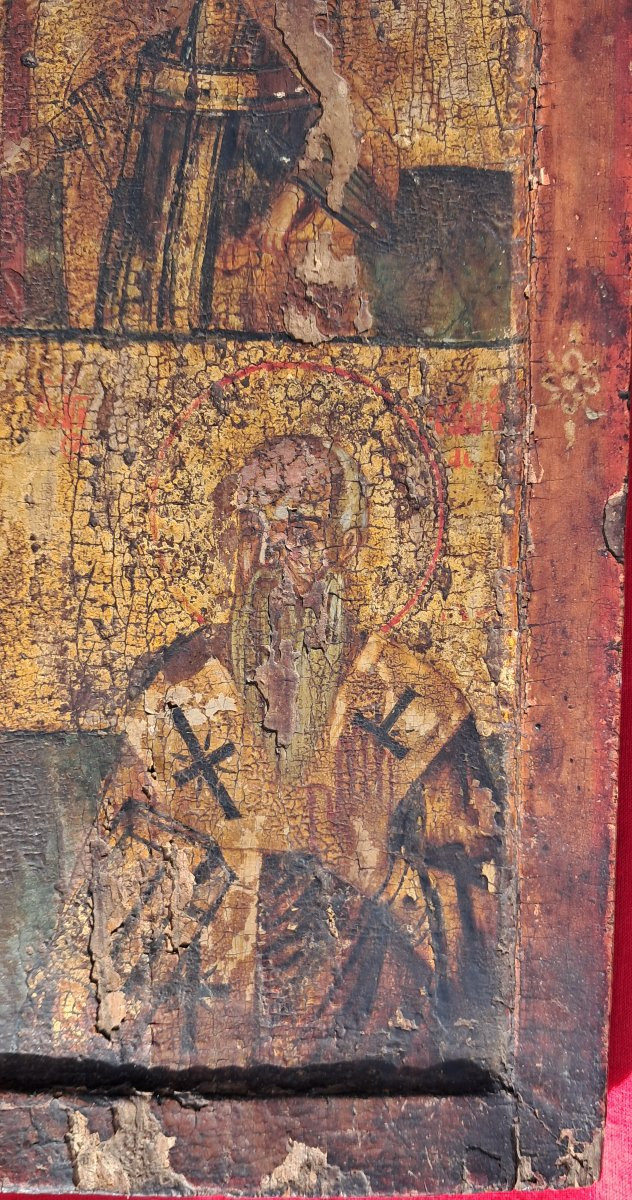 Russian Icon, 17th-18th Century, Orthodox Religion, Christ, Gilded Wood, Saints, Catholic, Oil Portrait -photo-4