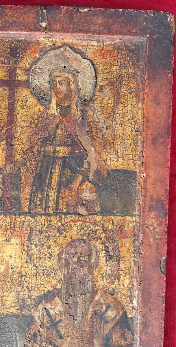 Russian Icon, 17th-18th Century, Orthodox Religion, Christ, Gilded Wood, Saints, Catholic, Oil Portrait -photo-5