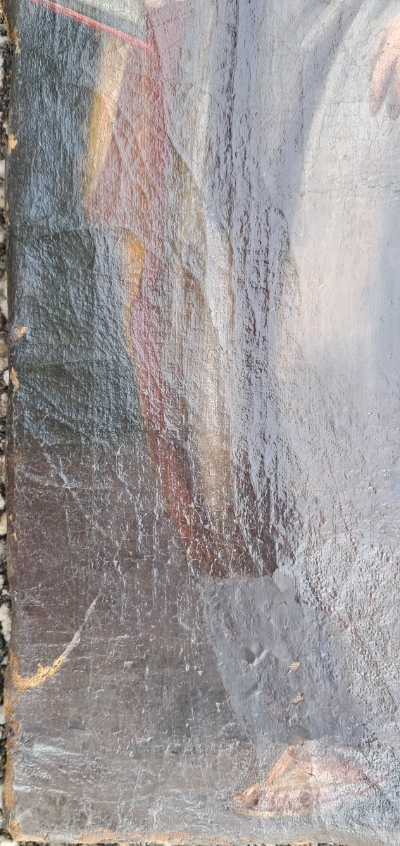 Religious Painting, 17th-18th Century, Depicting The Education Of The Virgin Mary, Catholic Religion, Saint Anne, 18th Century-photo-4