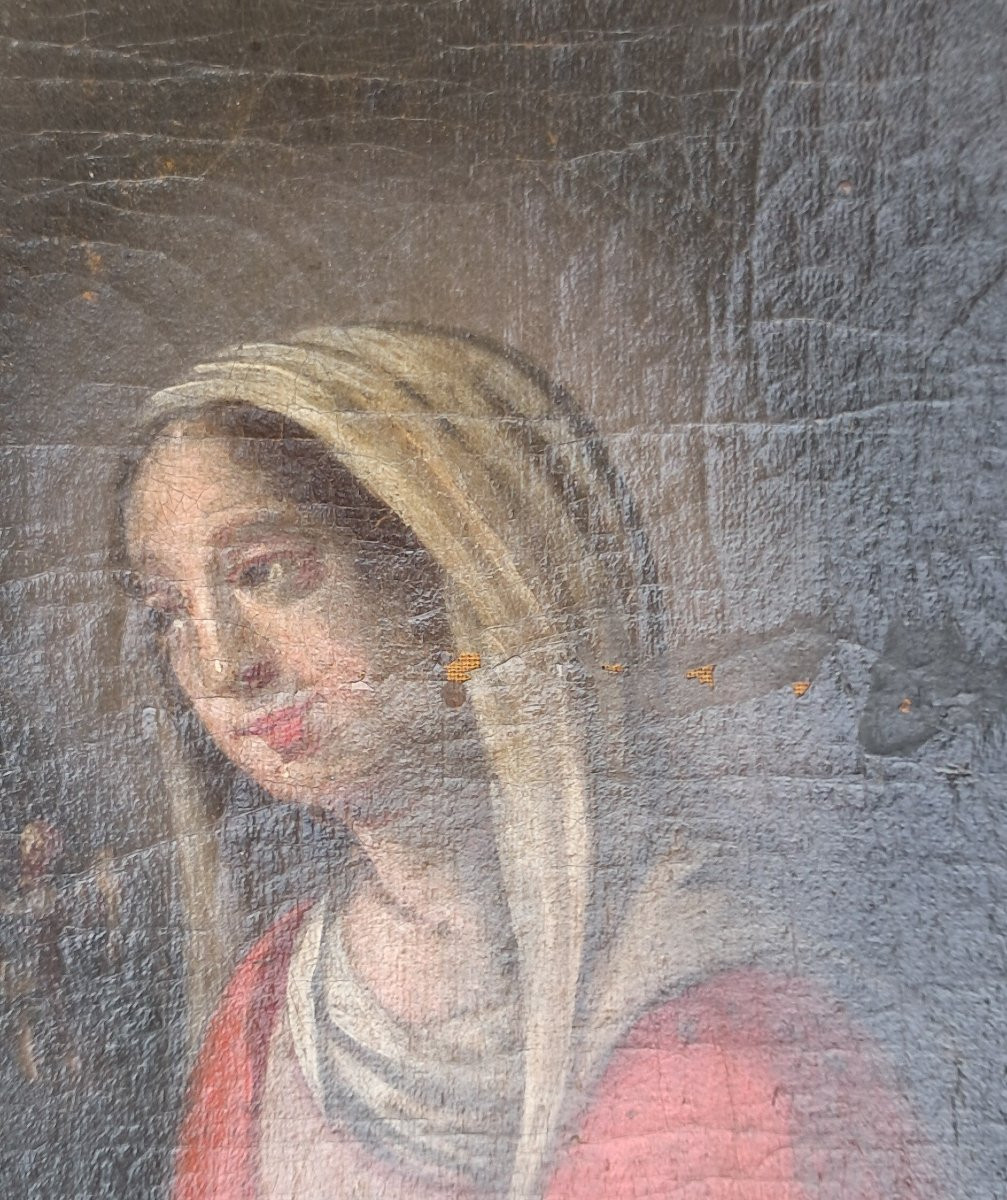 Religious Painting, 17th-18th Century, Depicting The Education Of The Virgin Mary, Catholic Religion, Saint Anne, 18th Century-photo-5