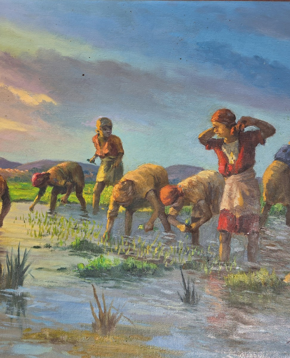 ​Jean Rambinintsoa (1899-1986) Tableau Malgache Scène Rural des Hautes Terre Madagascar-photo-4