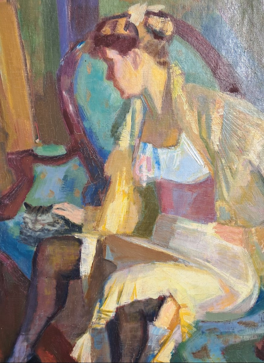Berthomme Saint Andre Portrait Of A Young Woman In The Studio Fauvist Benezit School Of Paris Oil On Canvas-photo-2