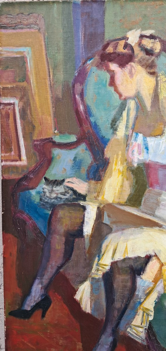 Berthomme Saint Andre Portrait Of A Young Woman In The Studio Fauvist Benezit School Of Paris Oil On Canvas-photo-2