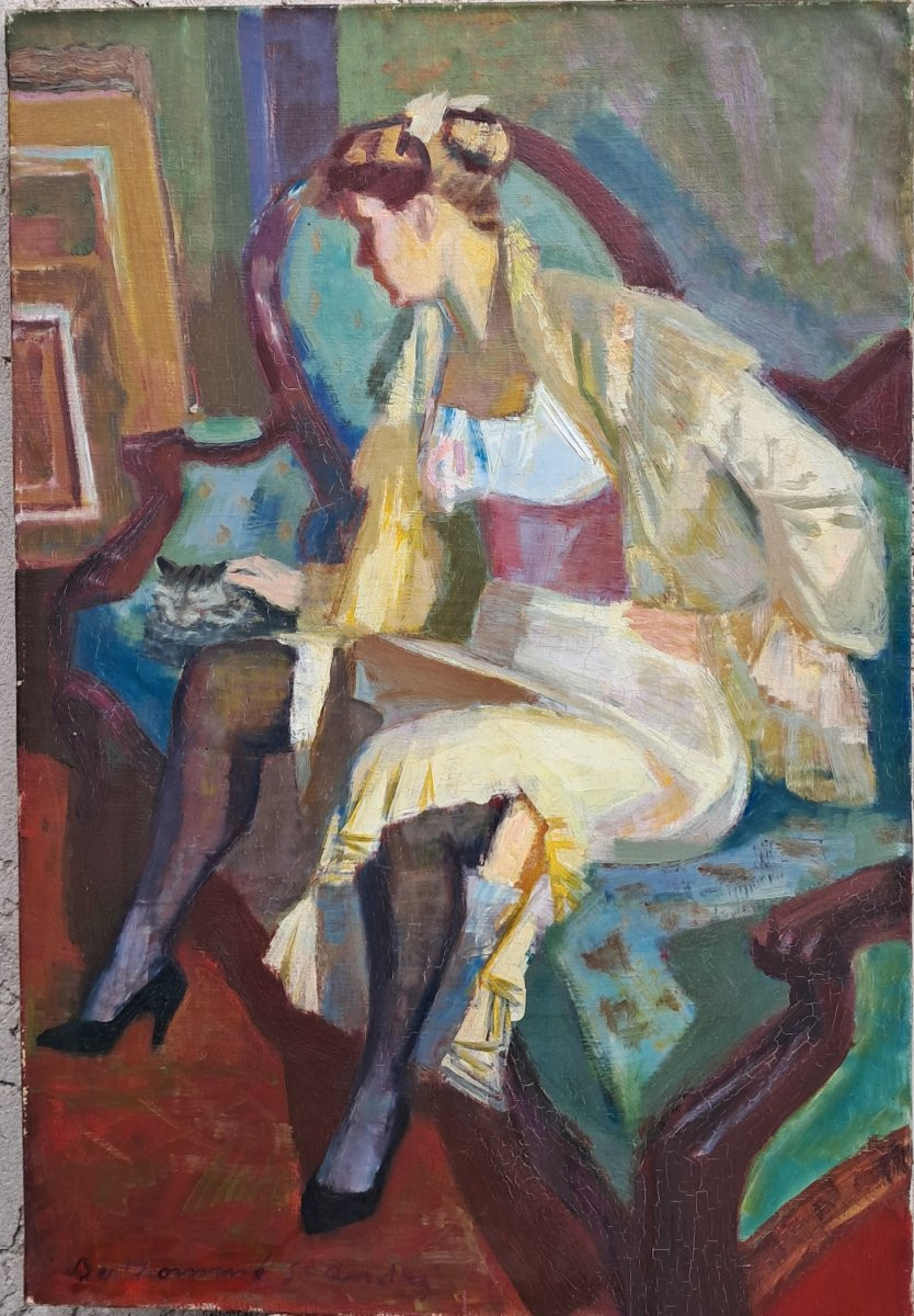 Berthomme Saint Andre Portrait Of A Young Woman In The Studio Fauvist Benezit School Of Paris Oil On Canvas-photo-4