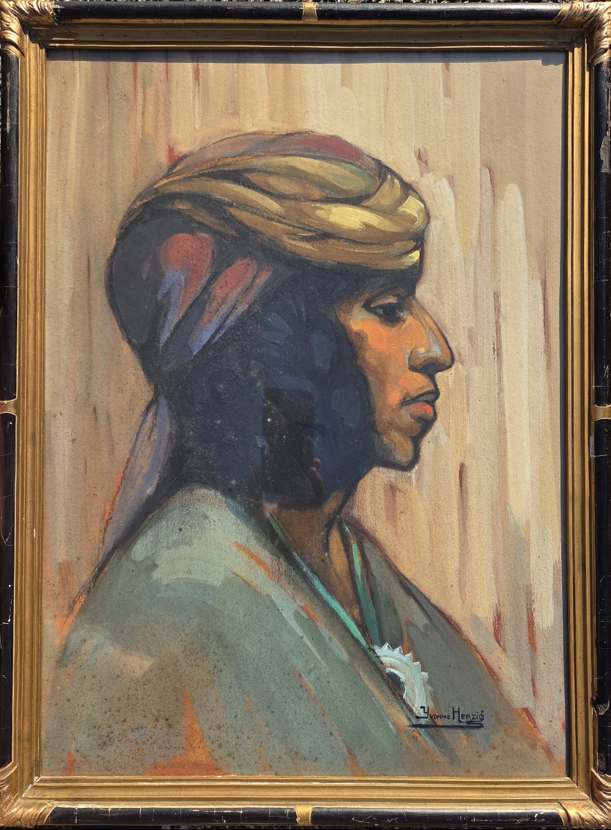 Yvonne Kleiss-Herzig ou Herzig (1895-1968) Portrait d’une femme algérienne Orientaliste-photo-2