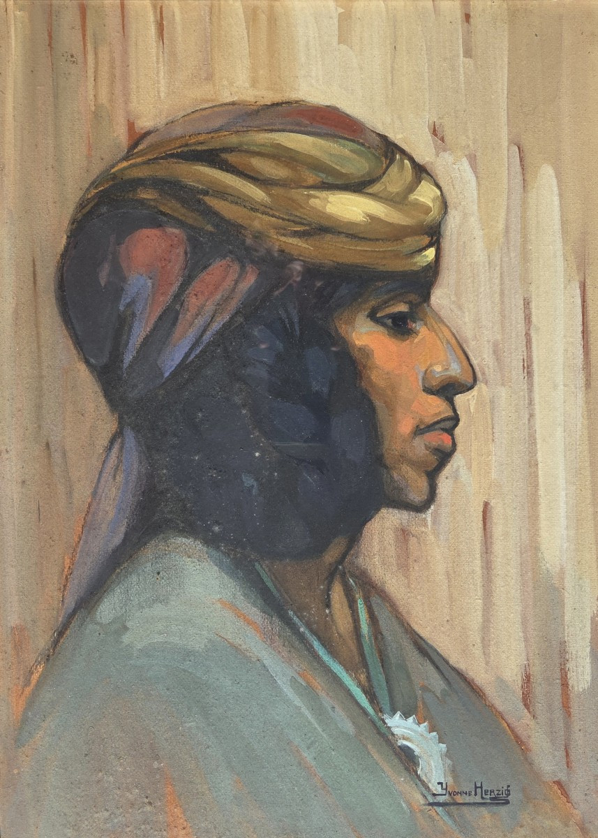 Yvonne Kleiss-Herzig ou Herzig (1895-1968) Portrait d’une femme algérienne Orientaliste