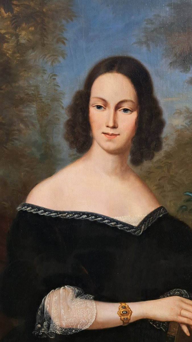 Portrait Of A Young, Elegant Noblewoman, Louis Philippe Style, 19th Century, By David Gros, Dusaulchoy, 1841-photo-2