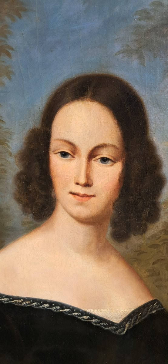Portrait Of A Young, Elegant Noblewoman, Louis Philippe Style, 19th Century, By David Gros, Dusaulchoy, 1841-photo-2