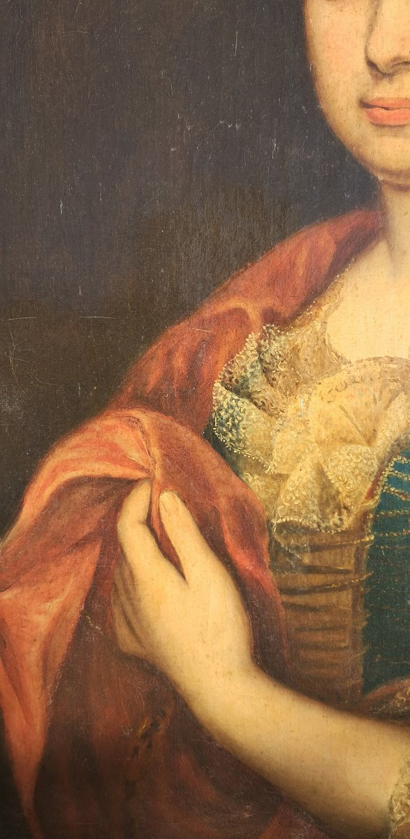 Portrait Of A Young Noblewoman, 17th Century, Louis XIV, Marquise, In The Entourage Of Mignard, Gobert, And Fontanges-photo-1