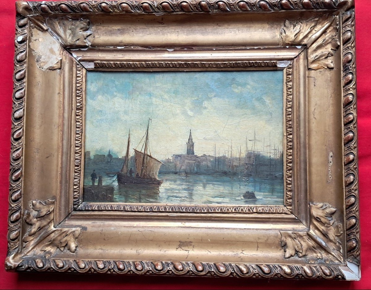 Marine Oil François Pierre Barry 19th Century Port Boats Marseille Benezit Guidin Provence Sailing Ships