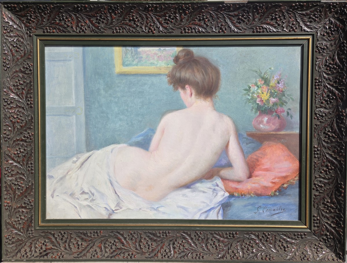 Gustave Lemaitre (1860‑1945) Nu féminin Post Impressionniste Vers 1900 Art Nouveau-photo-2