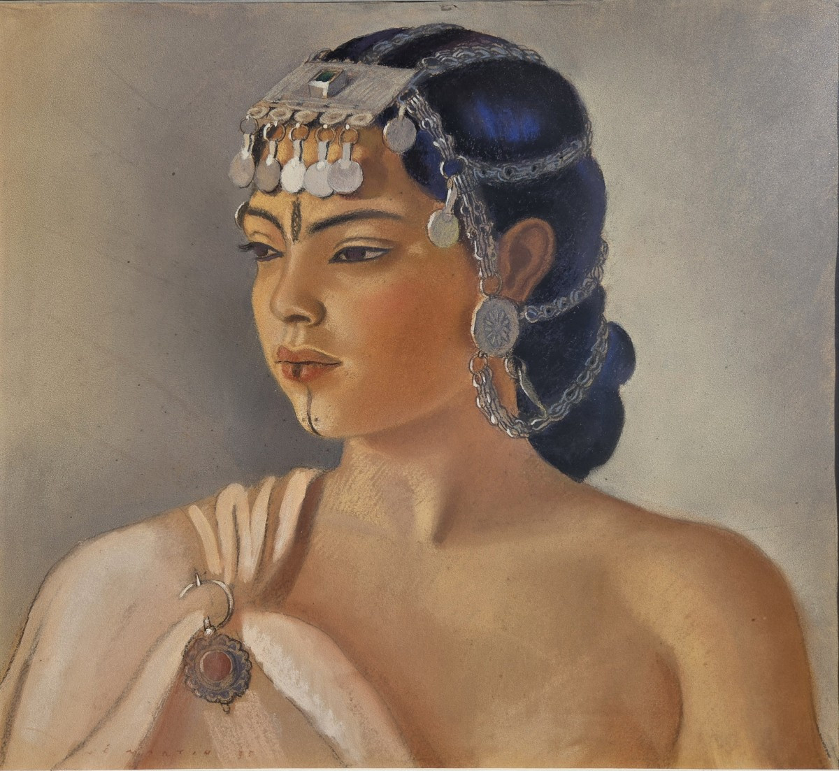 René Martin (1891-1977) Portrait de jeune femme berbère 1935 Tableau Orientaliste