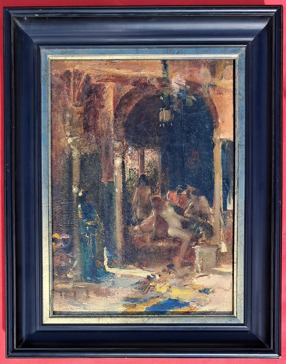 Orientalist Painting By Maurice Bompard, Harem Scene, Nude Women, Algeria, North Africa, Morocco-photo-6