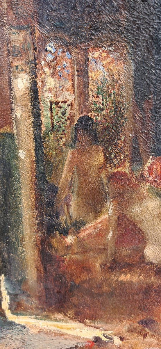 Orientalist Painting By Maurice Bompard, Harem Scene, Nude Women, Algeria, North Africa, Morocco-photo-7