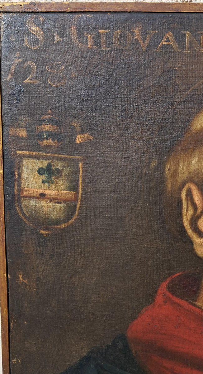 17th-century Painting, Portrait Of Cardinal Clement VII Of Verona, Italy, Nobleman, Coat Of Arms-photo-1