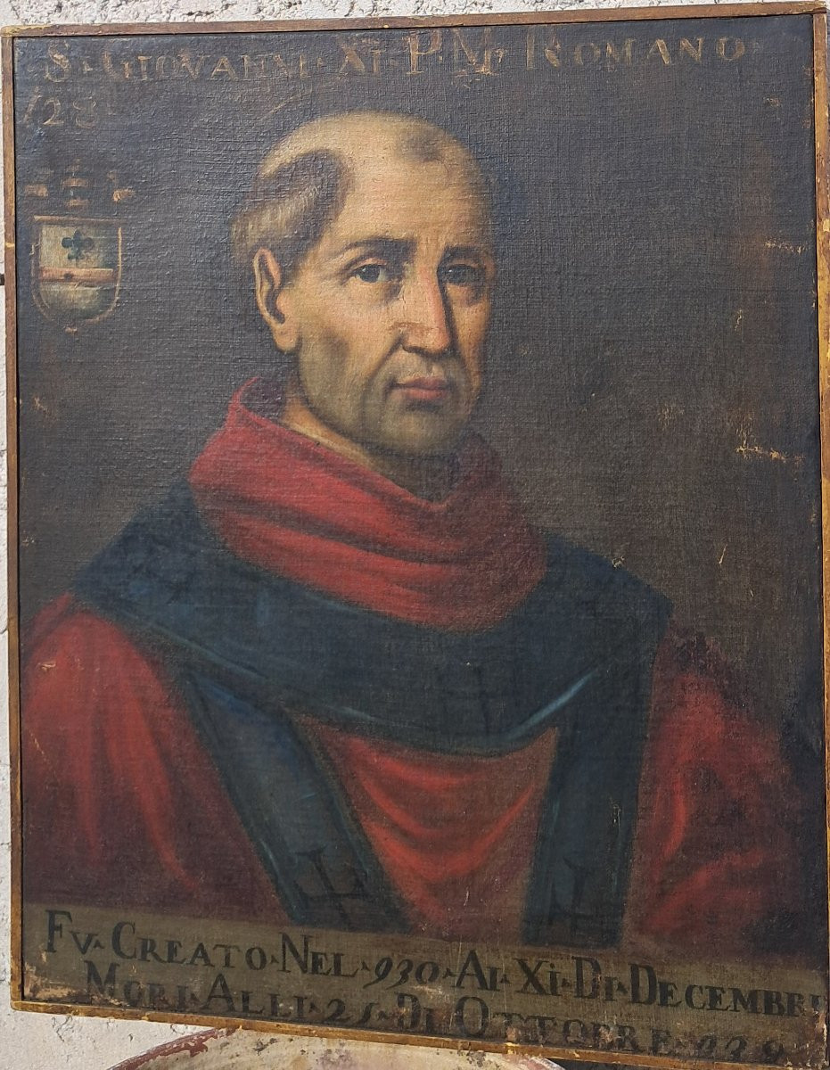 17th-century Painting, Portrait Of Cardinal Clement VII Of Verona, Italy, Nobleman, Coat Of Arms-photo-6