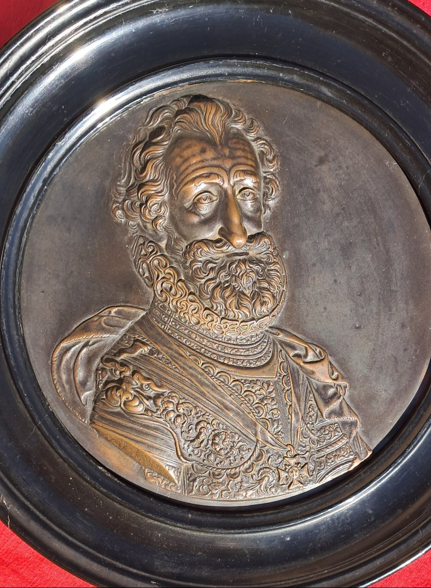 Medal Portrait Of King Henri IV Of France Engraver Guillaume Dupré 19th Century Bronze Royalty Noble-photo-2