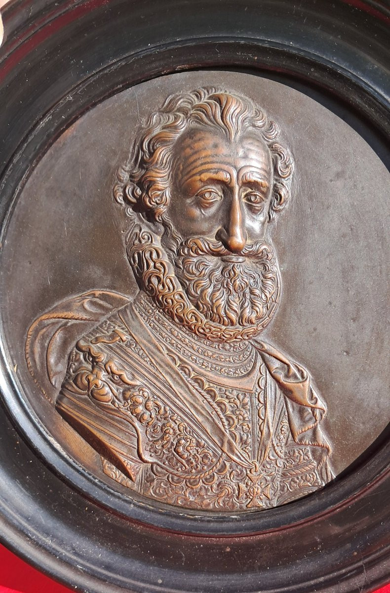 Medal Portrait Of King Henri IV Of France Engraver Guillaume Dupré 19th Century Bronze Royalty Noble-photo-5
