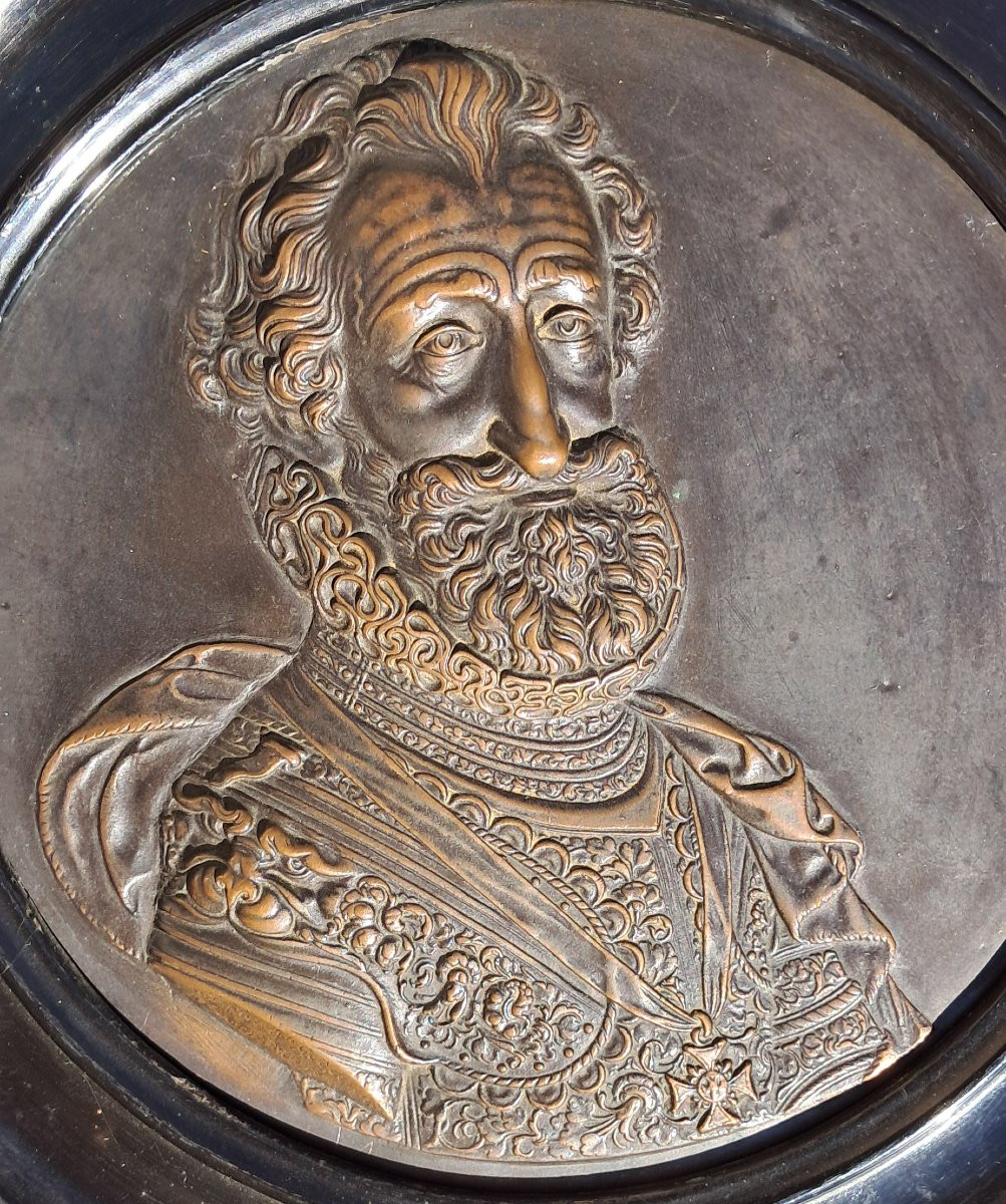 Medal Portrait Of King Henri IV Of France Engraver Guillaume Dupré 19th Century Bronze Royalty Noble-photo-6