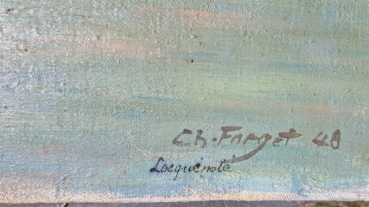 Tableau Marine Oil Brittany Locquénolé Finistere Breton Charles Forget Benezit Morlaix Boats-photo-3