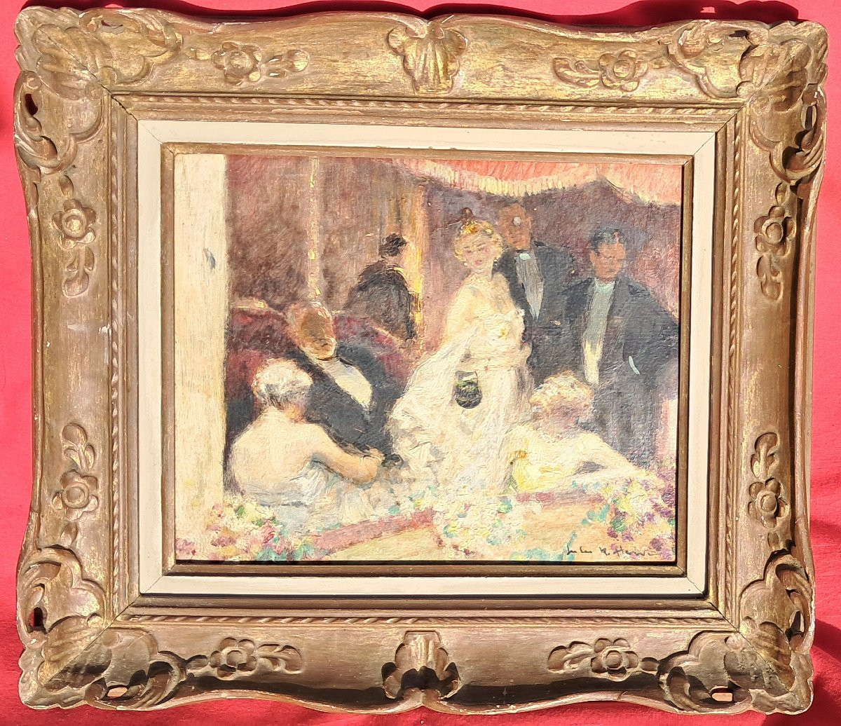 Jules René Hervé Oil On A Theater Or Opera Stage Elegant Paris Impressionist Bourgeoisie-photo-1