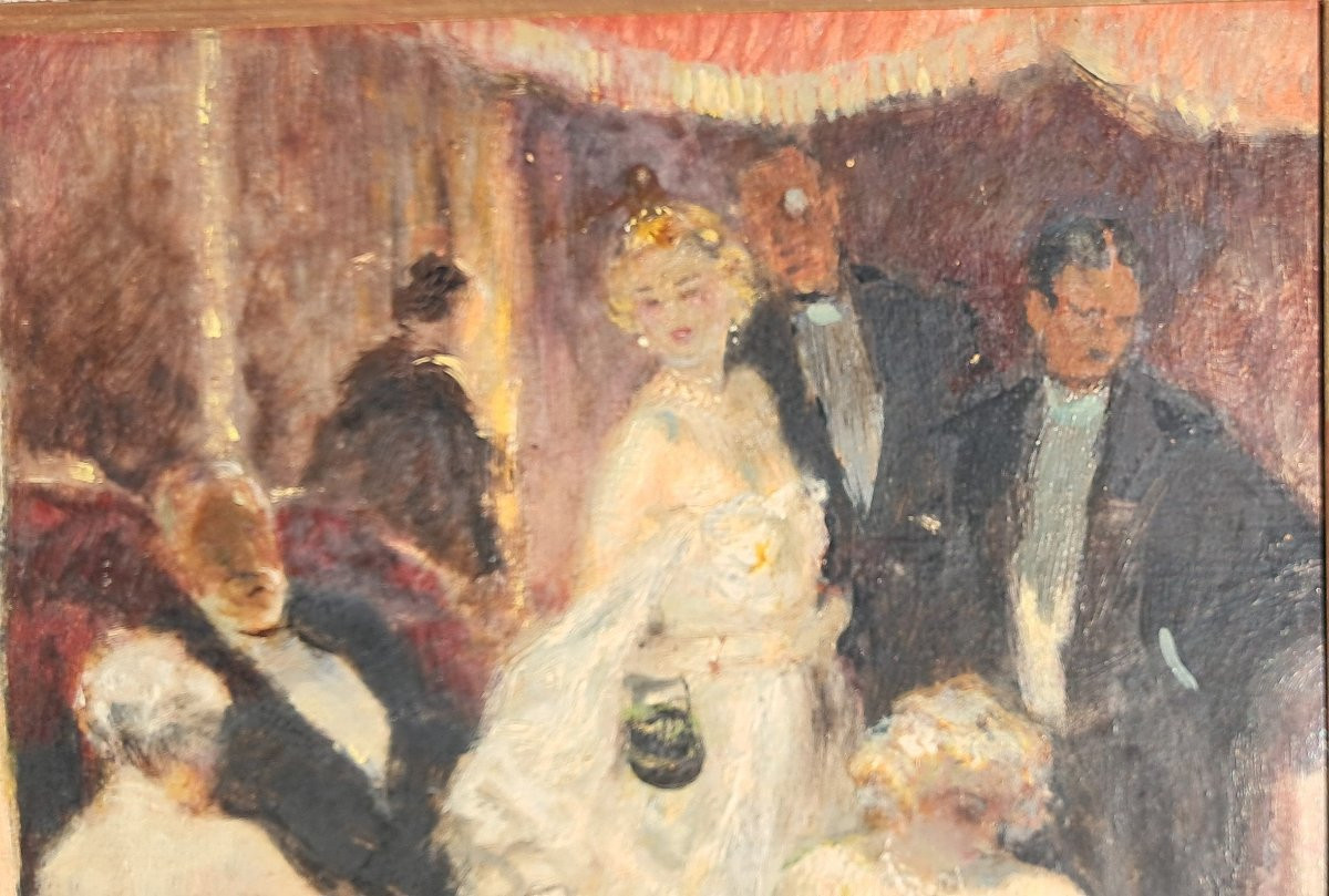 Jules René Hervé Oil On A Theater Or Opera Stage Elegant Paris Impressionist Bourgeoisie-photo-3