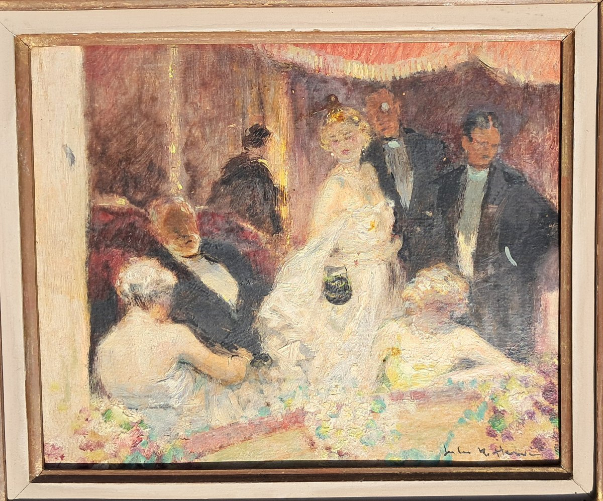 Jules René Hervé Oil On A Theater Or Opera Stage Elegant Paris Impressionist Bourgeoisie-photo-4