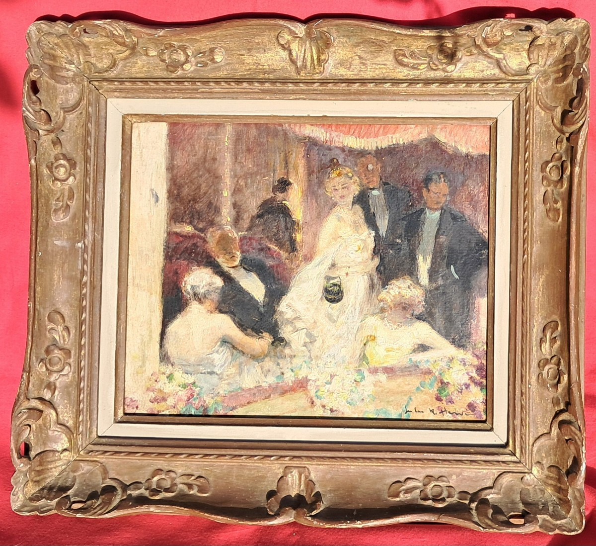 Jules René Hervé Oil On A Theater Or Opera Stage Elegant Paris Impressionist Bourgeoisie