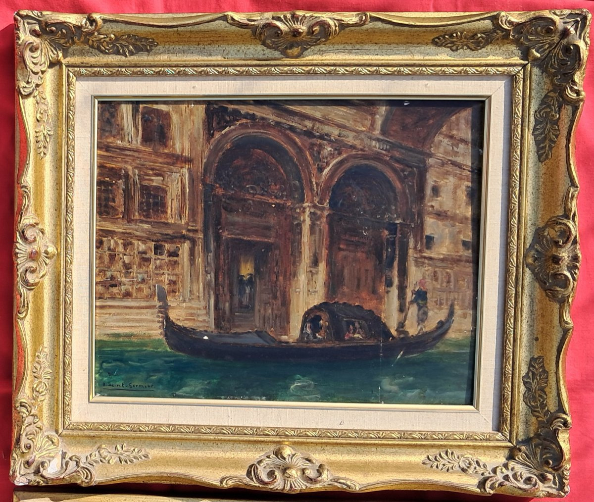 Paire de tableaux Venise Italie Joseph Saint Germier impressionniste Toulouse Bayonne Basque-photo-2