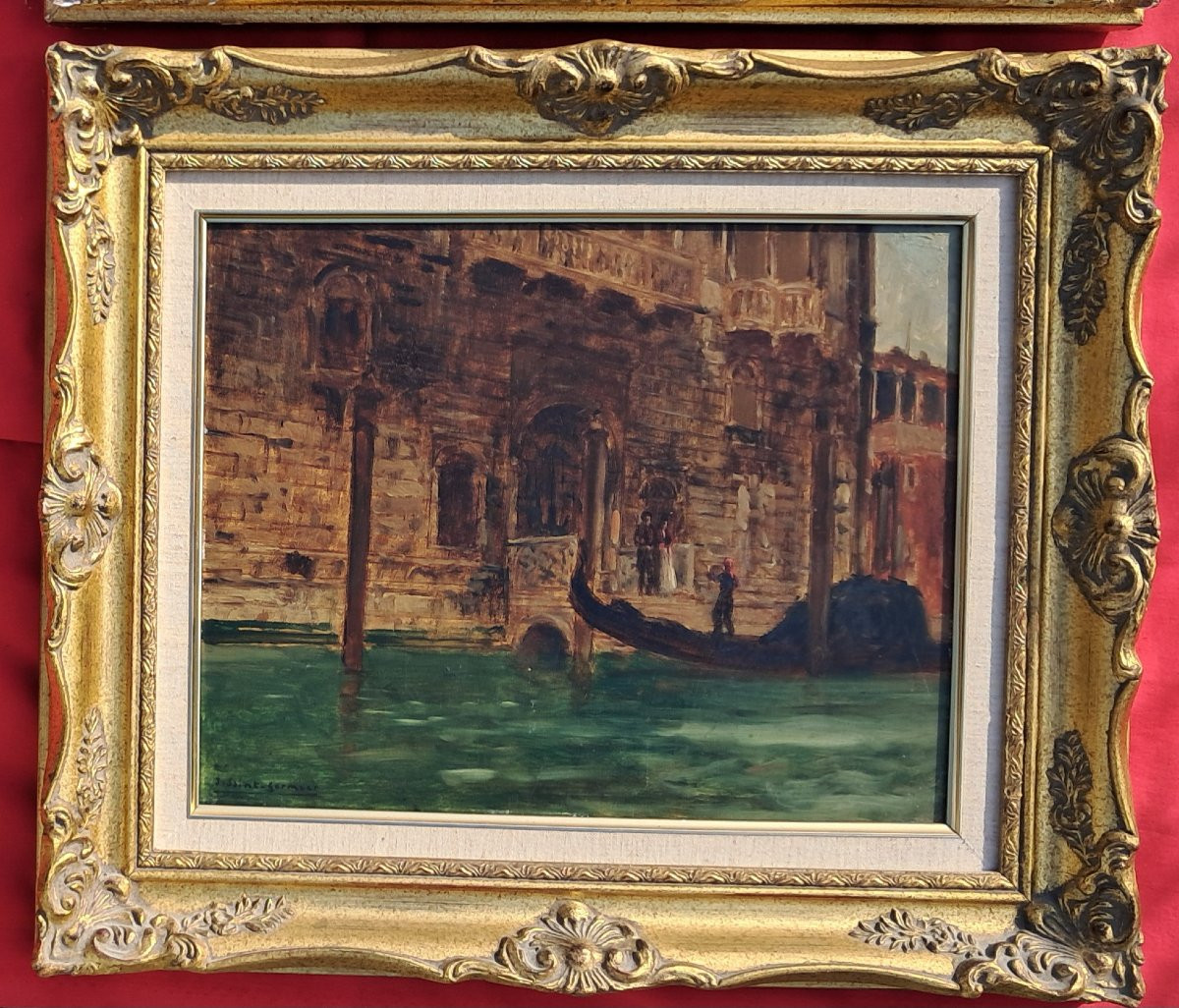 Paire de tableaux Venise Italie Joseph Saint Germier impressionniste Toulouse Bayonne Basque-photo-3