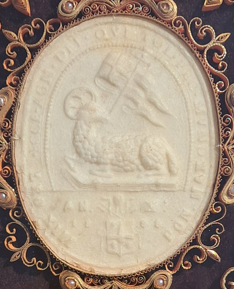 Frame Reliquary Napoleon III Wax Agnus Dei Pope Paperolles Catholic Christian Cross Religion-photo-4